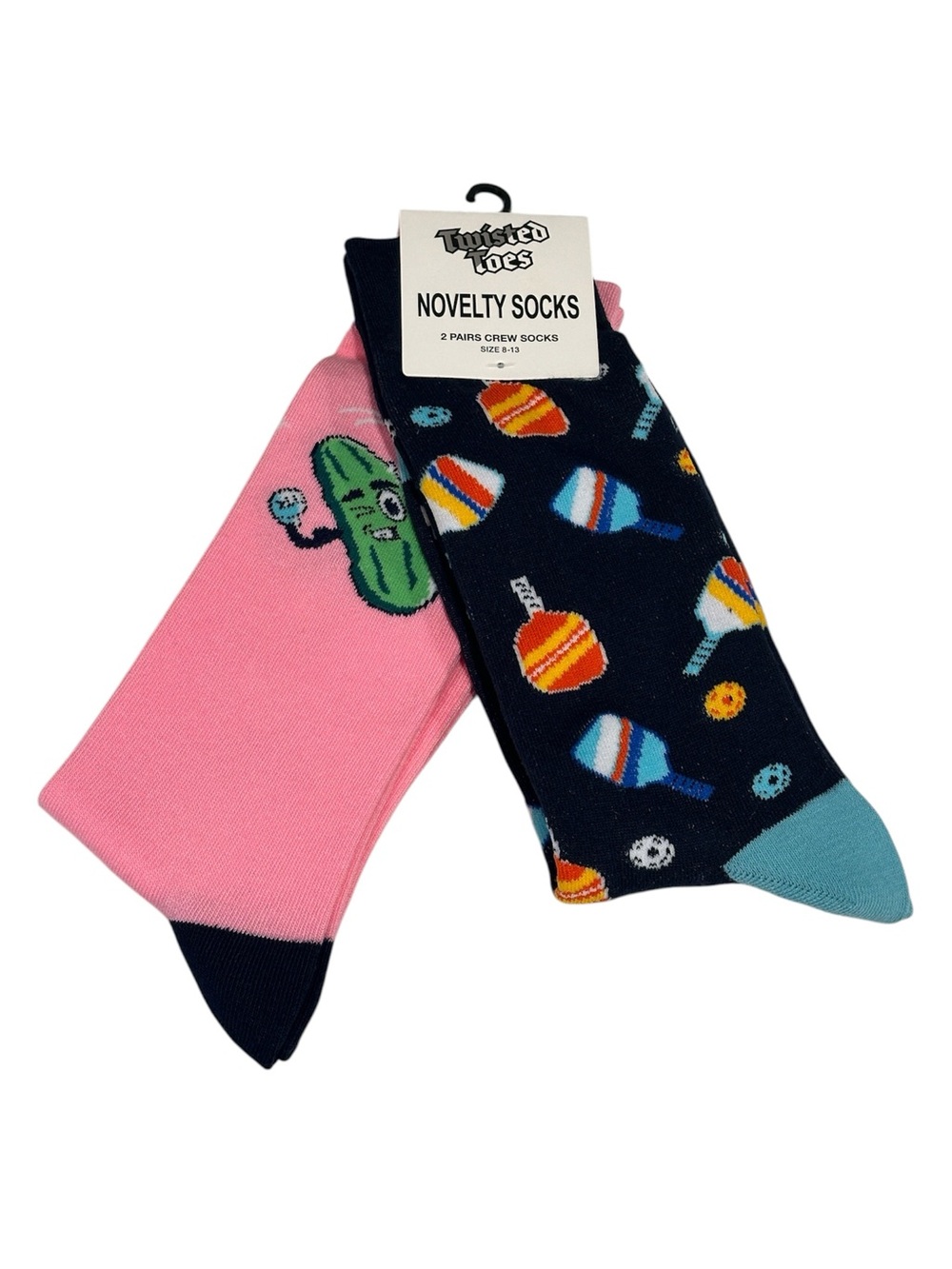 Twisted Toes Crew Socks Mens 8-13 NEW 2 Pair Pickleball